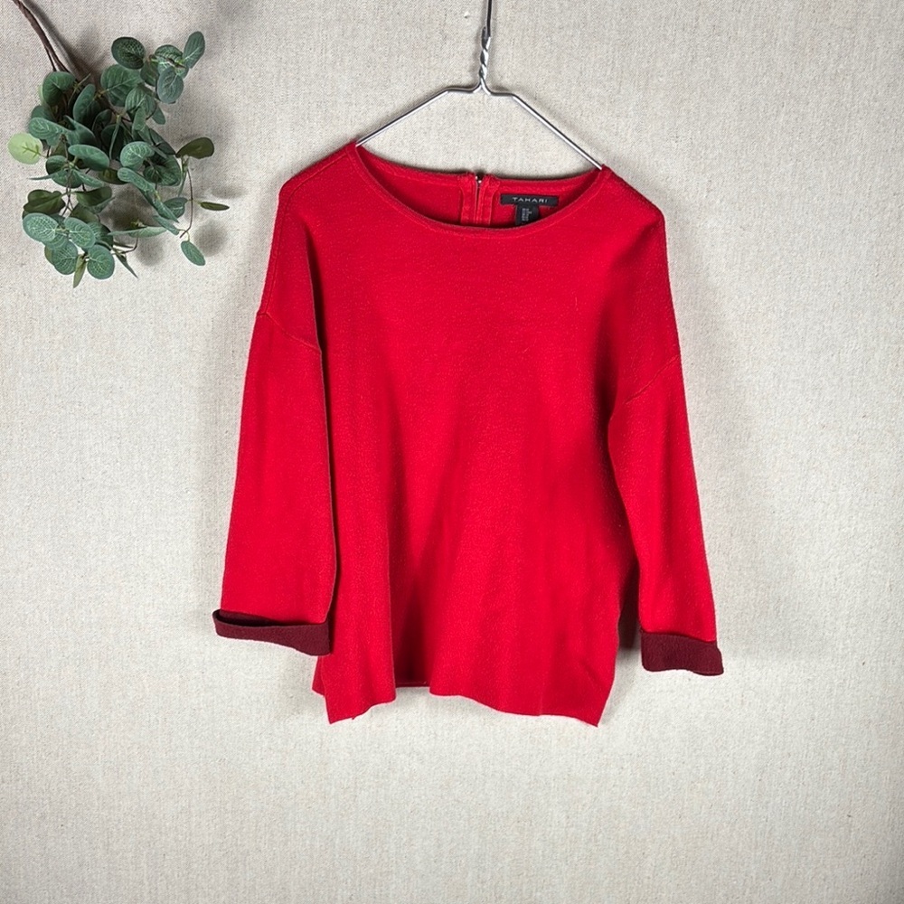 Tahari > Red 3/4 Sleeve Career Sweater Mediun